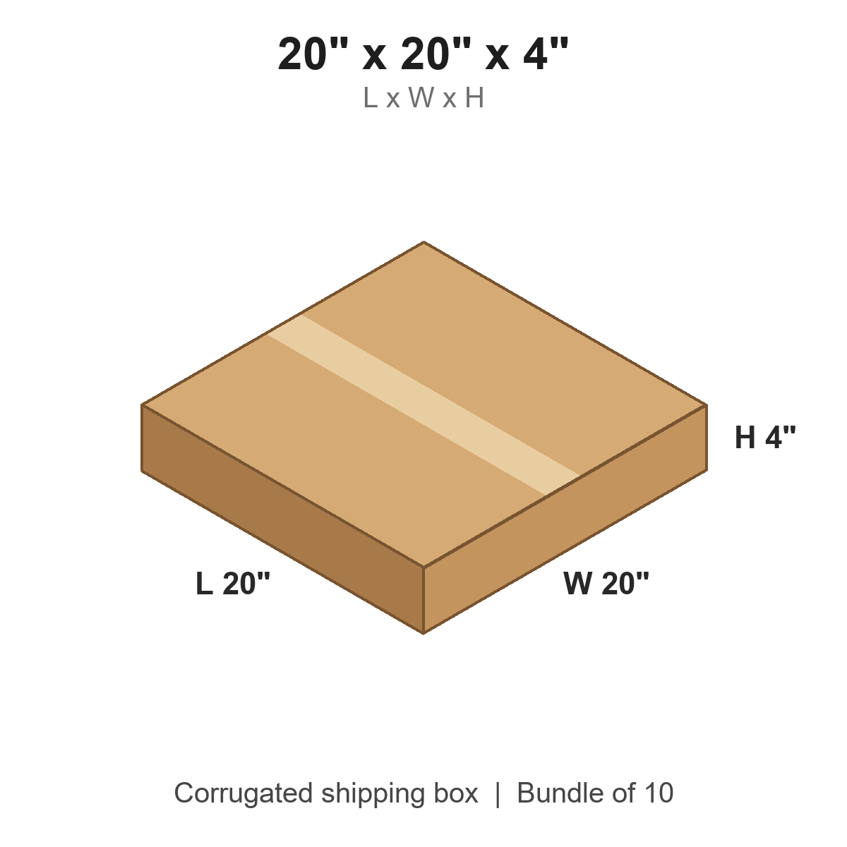 20 x 20 x 4 in corrugated shipping box