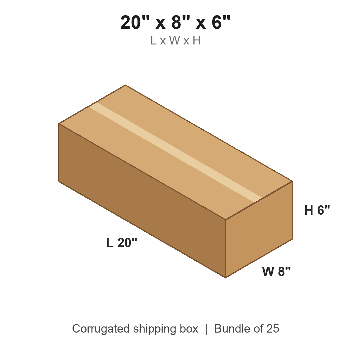 20 x 8 x 6 in corrugated shipping box