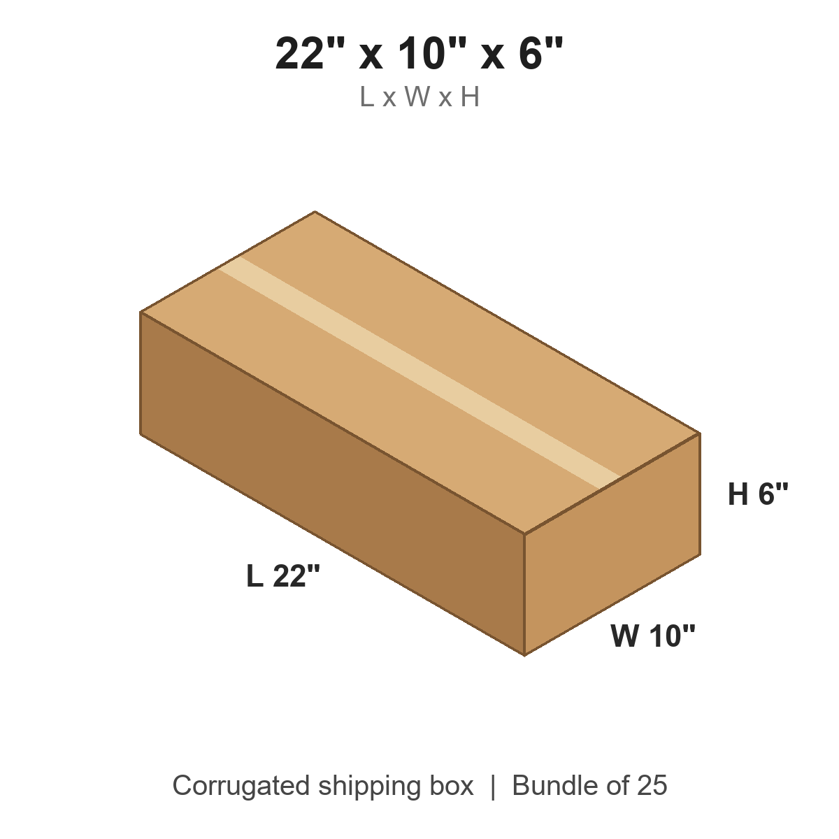 22 x 10 x 6 in corrugated shipping box
