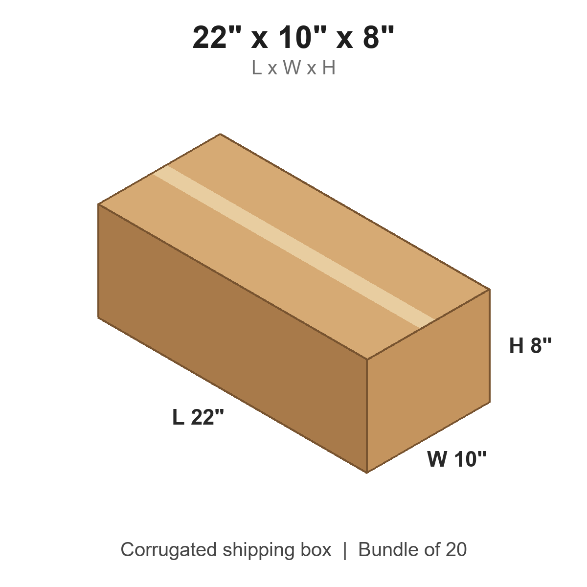 22 x 10 x 8 in corrugated shipping box