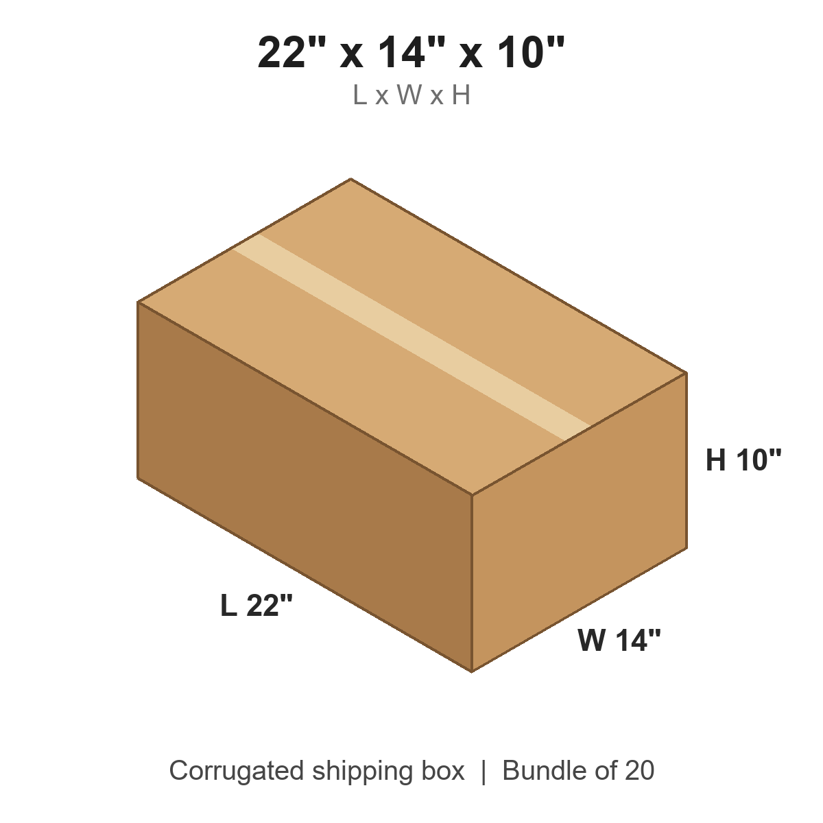 22 x 14 x 10 in corrugated shipping box