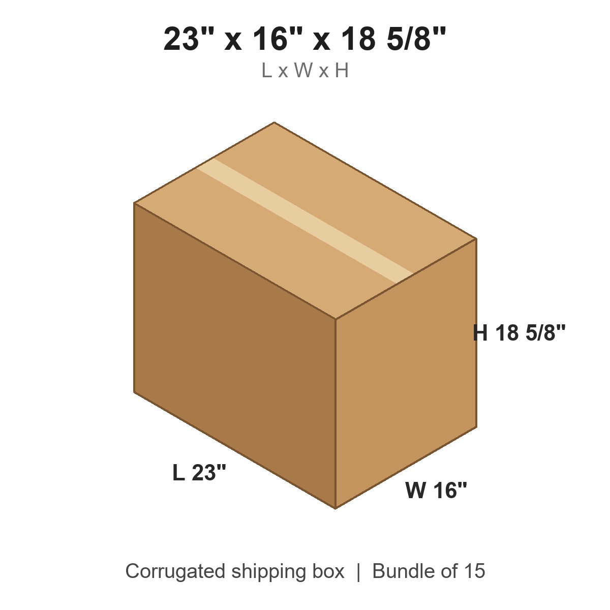 23 x 16 x 18 5/8 in corrugated shipping box