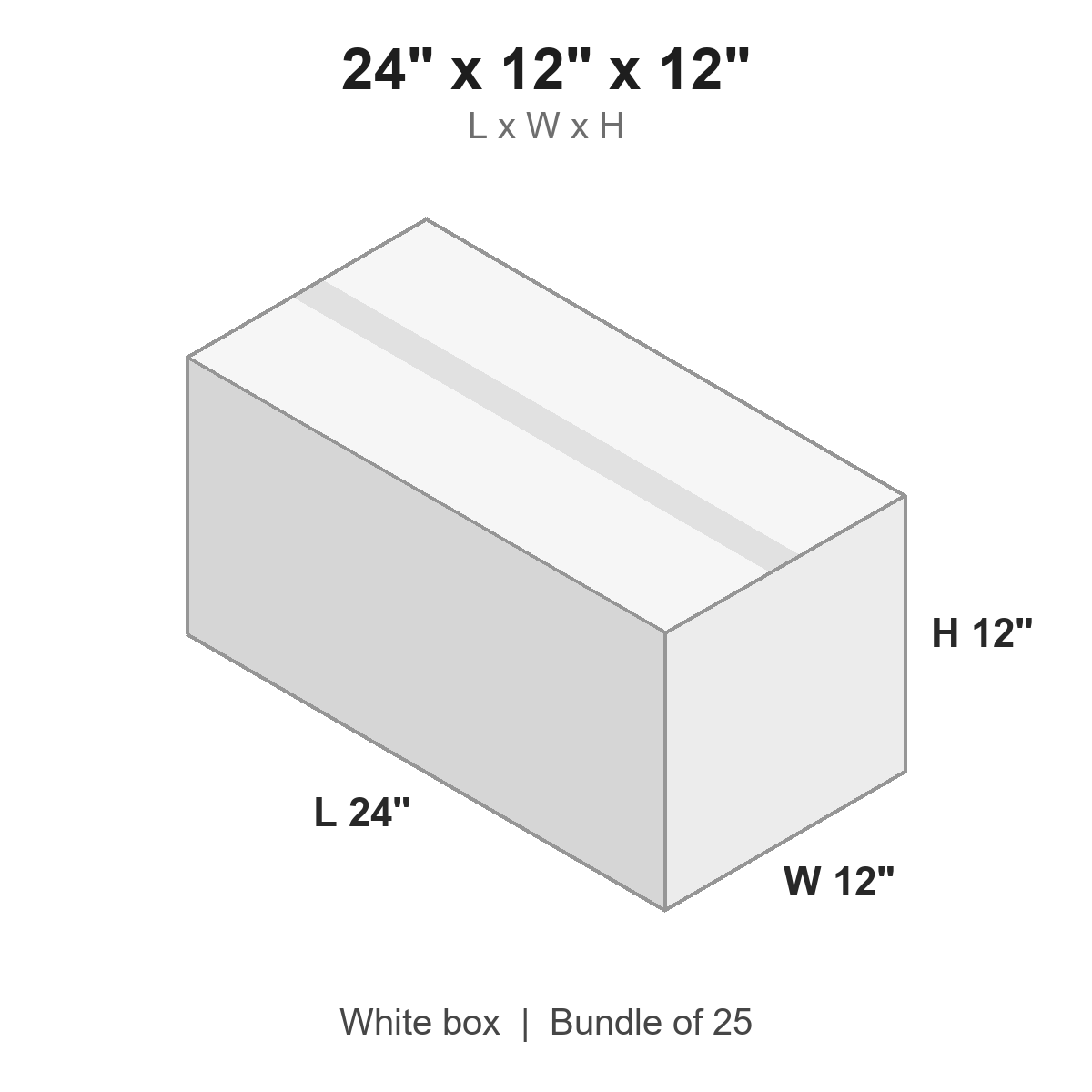 24x12x12 White Corrugated Boxes