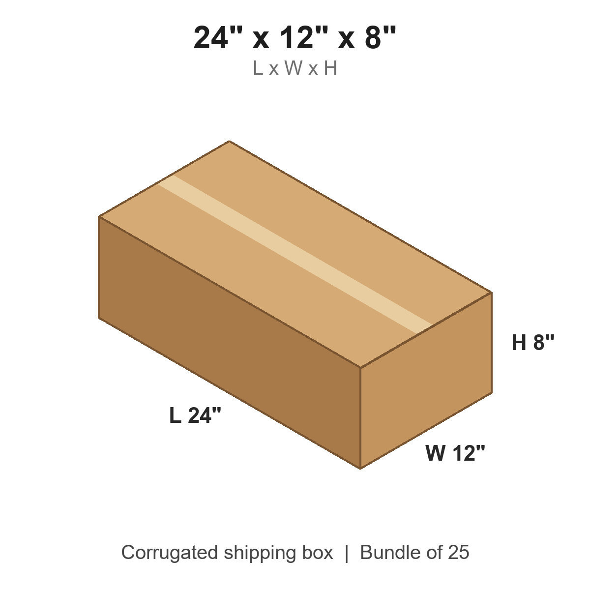 24 x 12 x 8 in corrugated shipping box