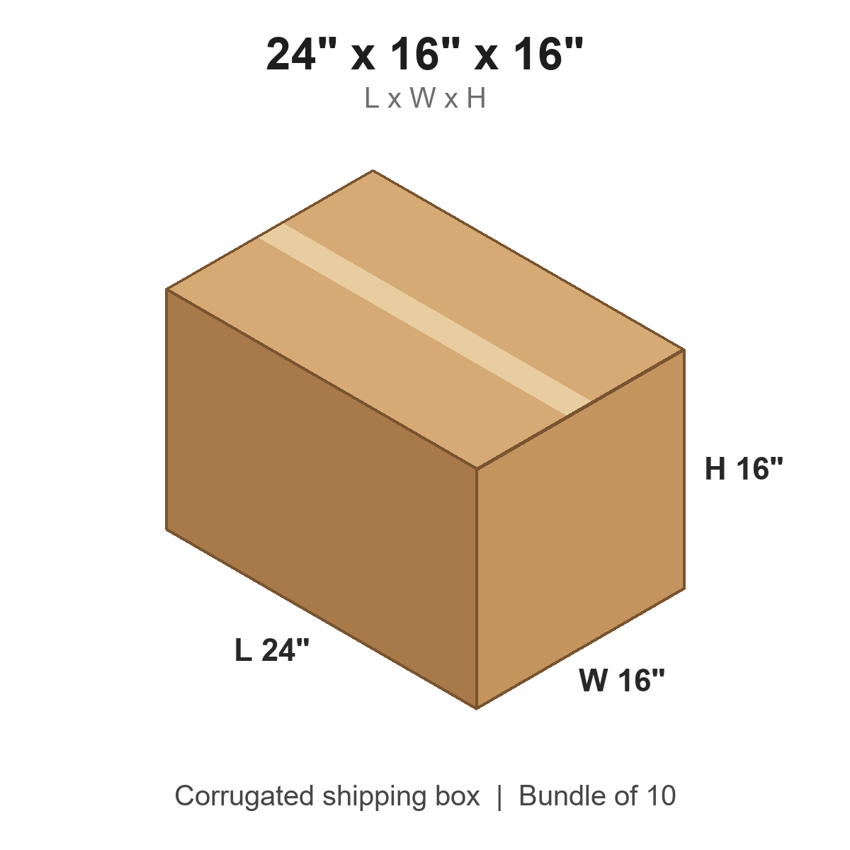 24 x 16 x 16 in corrugated shipping box