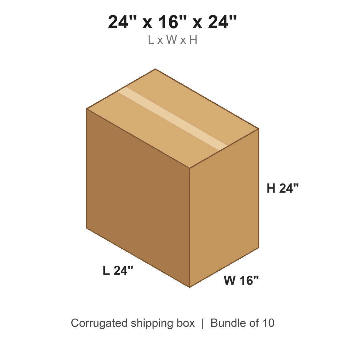 24 x 16 x 24 in corrugated shipping box
