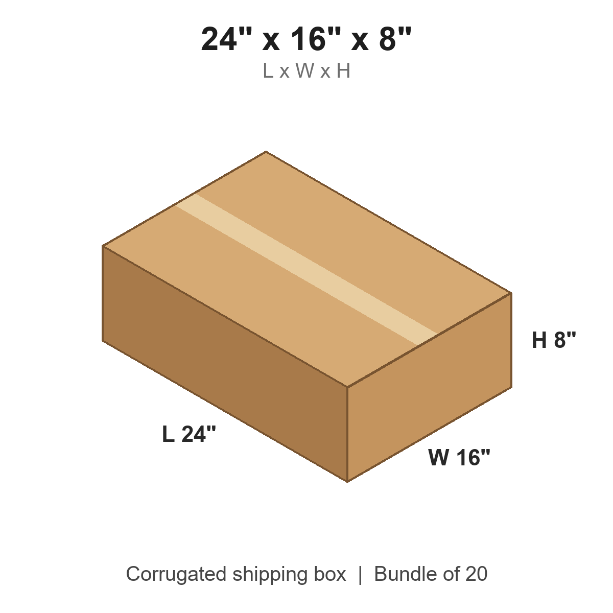 24 x 16 x 8 in corrugated shipping box
