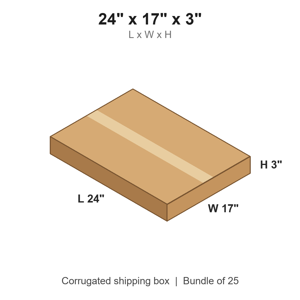 24 x 17 x 3 in corrugated shipping box