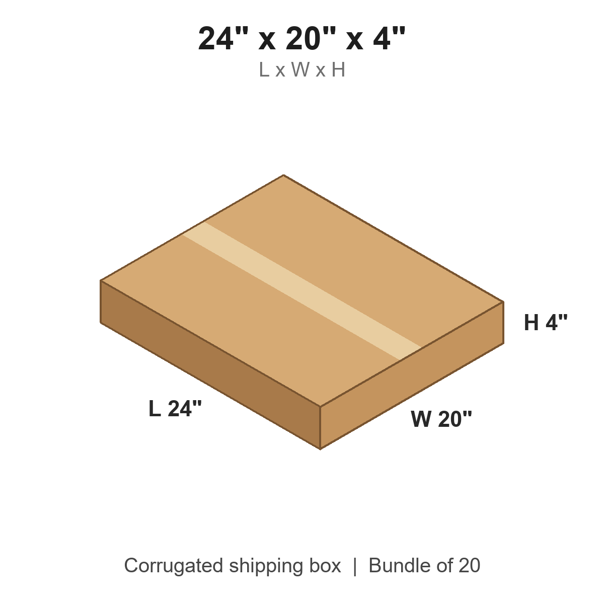 24 x 20 x 4 in corrugated shipping box