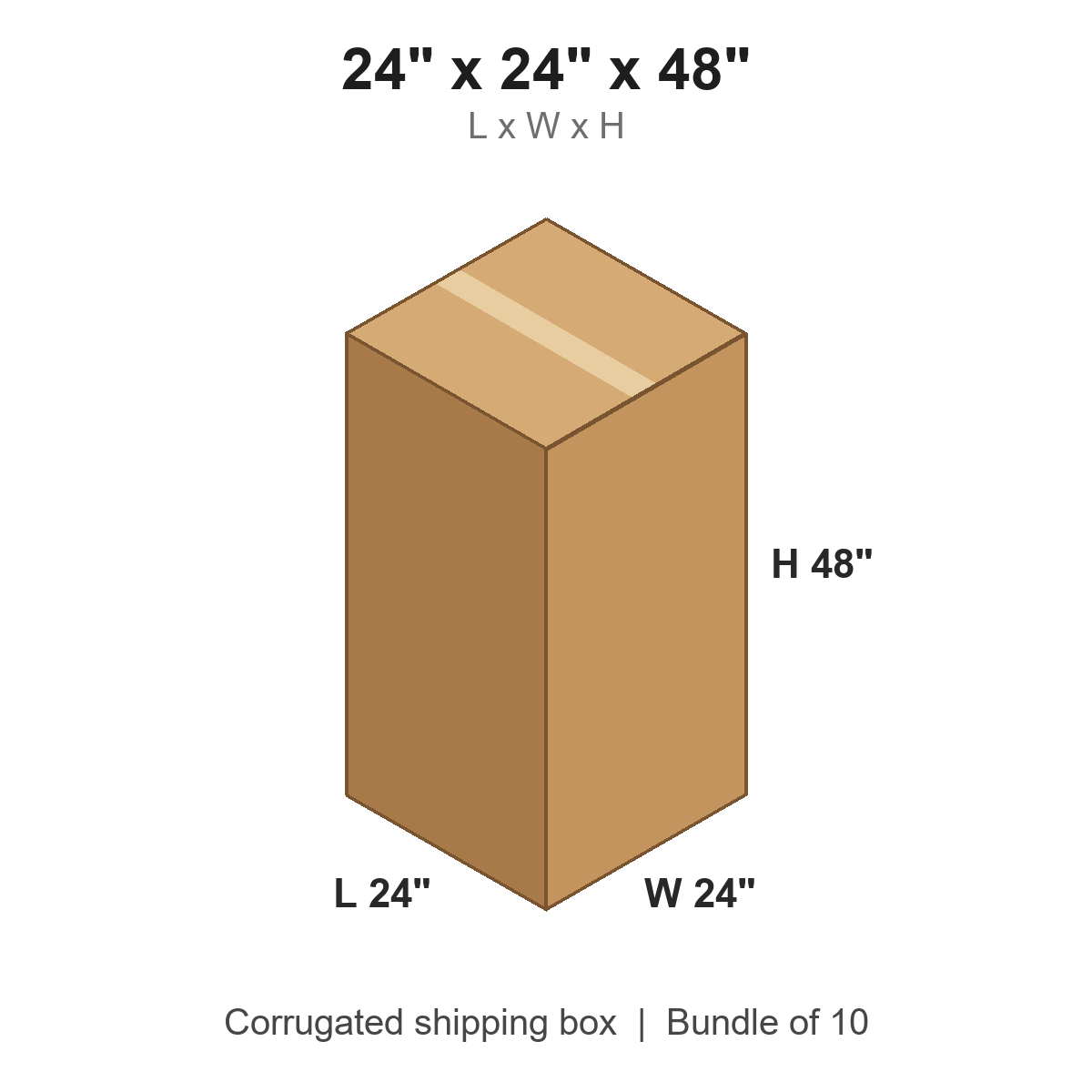 24 x 24 x 48 in corrugated shipping box