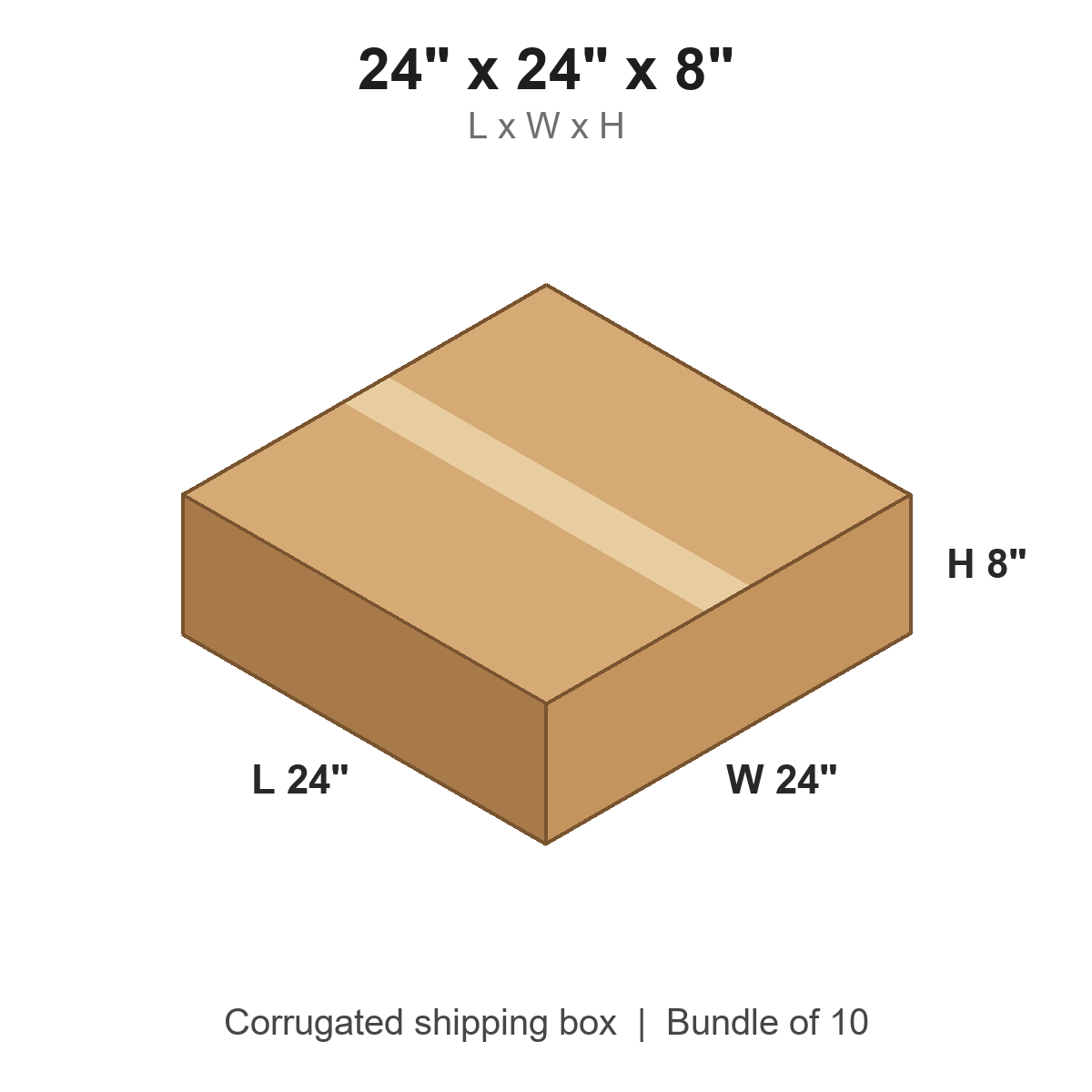 24 x 24 x 8 in corrugated shipping box