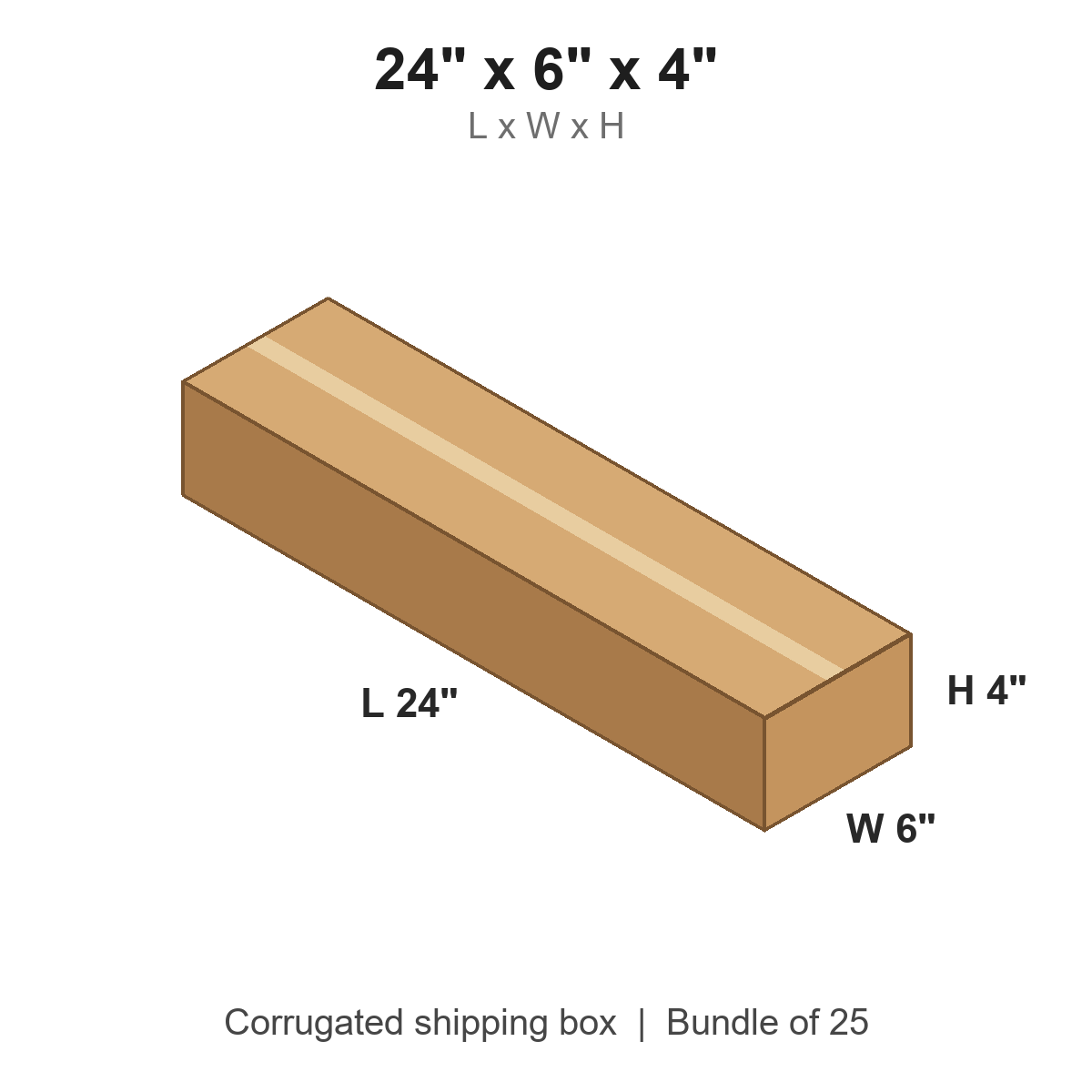 24 x 6 x 4 in corrugated shipping box