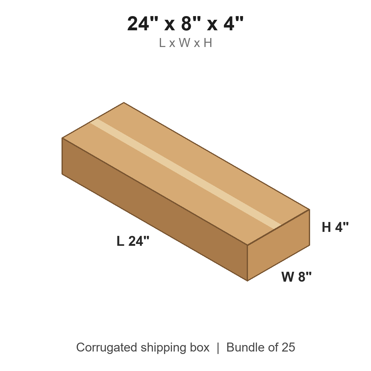 24 x 8 x 4 in corrugated shipping box