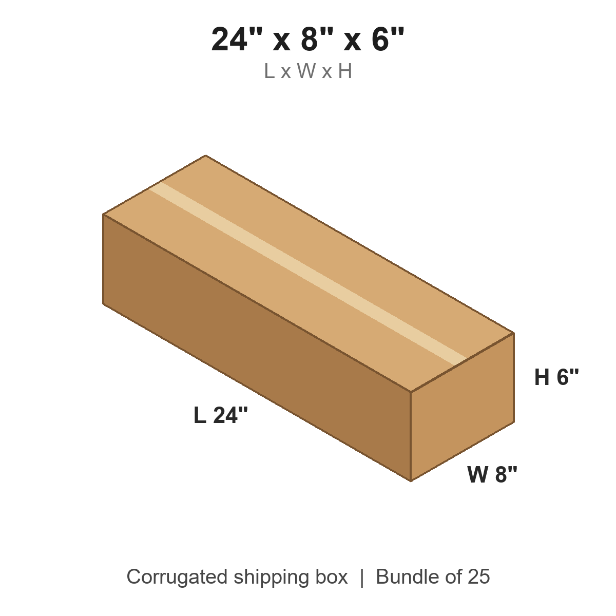 24 x 8 x 6 in corrugated shipping box