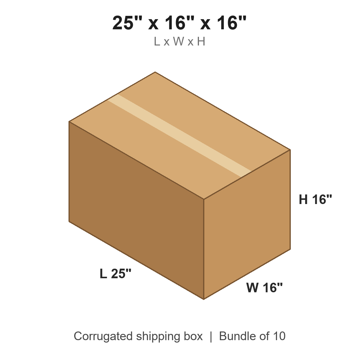 25 x 16 x 16 in corrugated shipping box