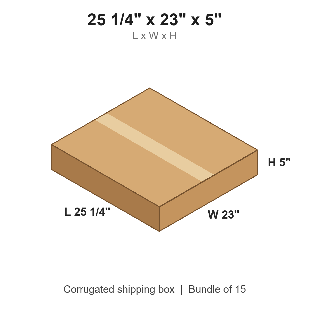 25 1/4 x 23 x 5 in corrugated shipping box