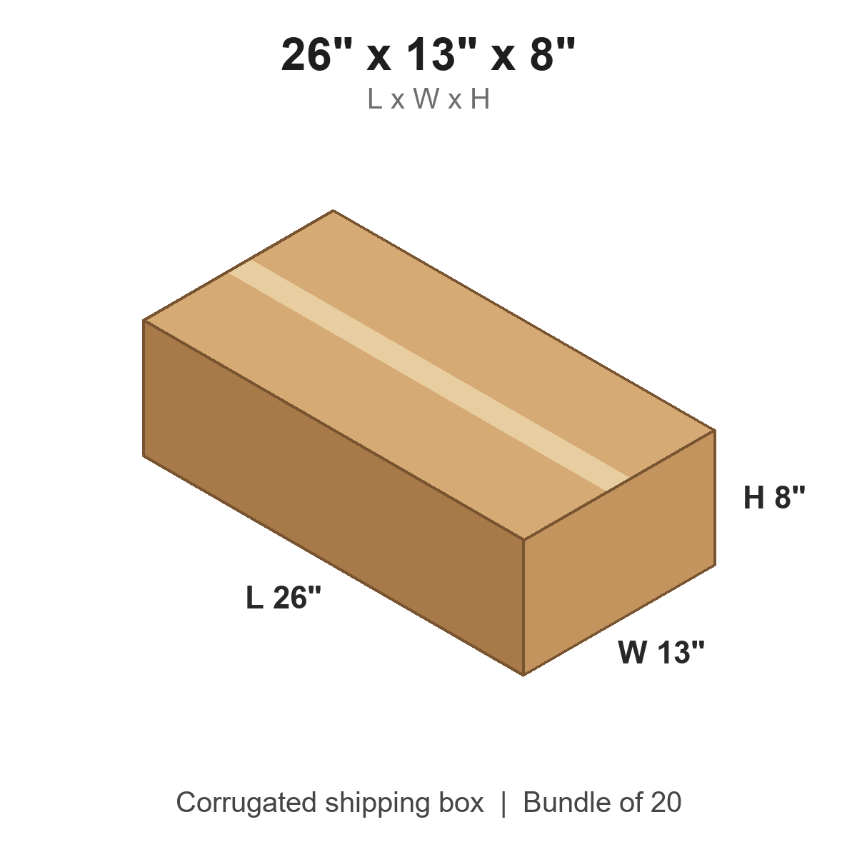 26 x 13 x 8 in corrugated shipping box