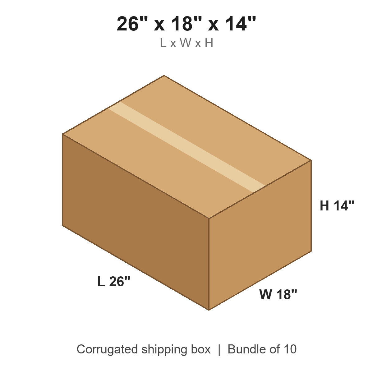 26 x 18 x 14 in corrugated shipping box
