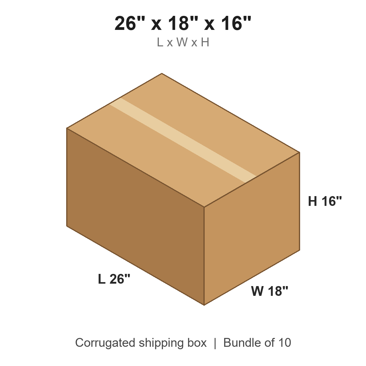 26 x 18 x 16 in corrugated shipping box