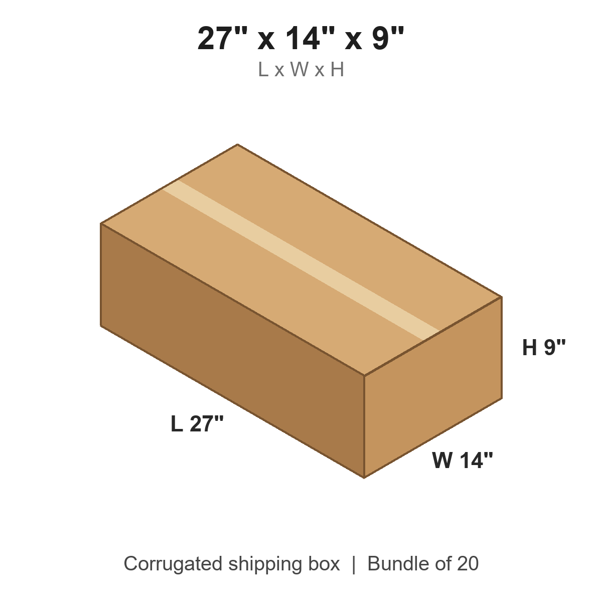27 x 14 x 9 in corrugated shipping box