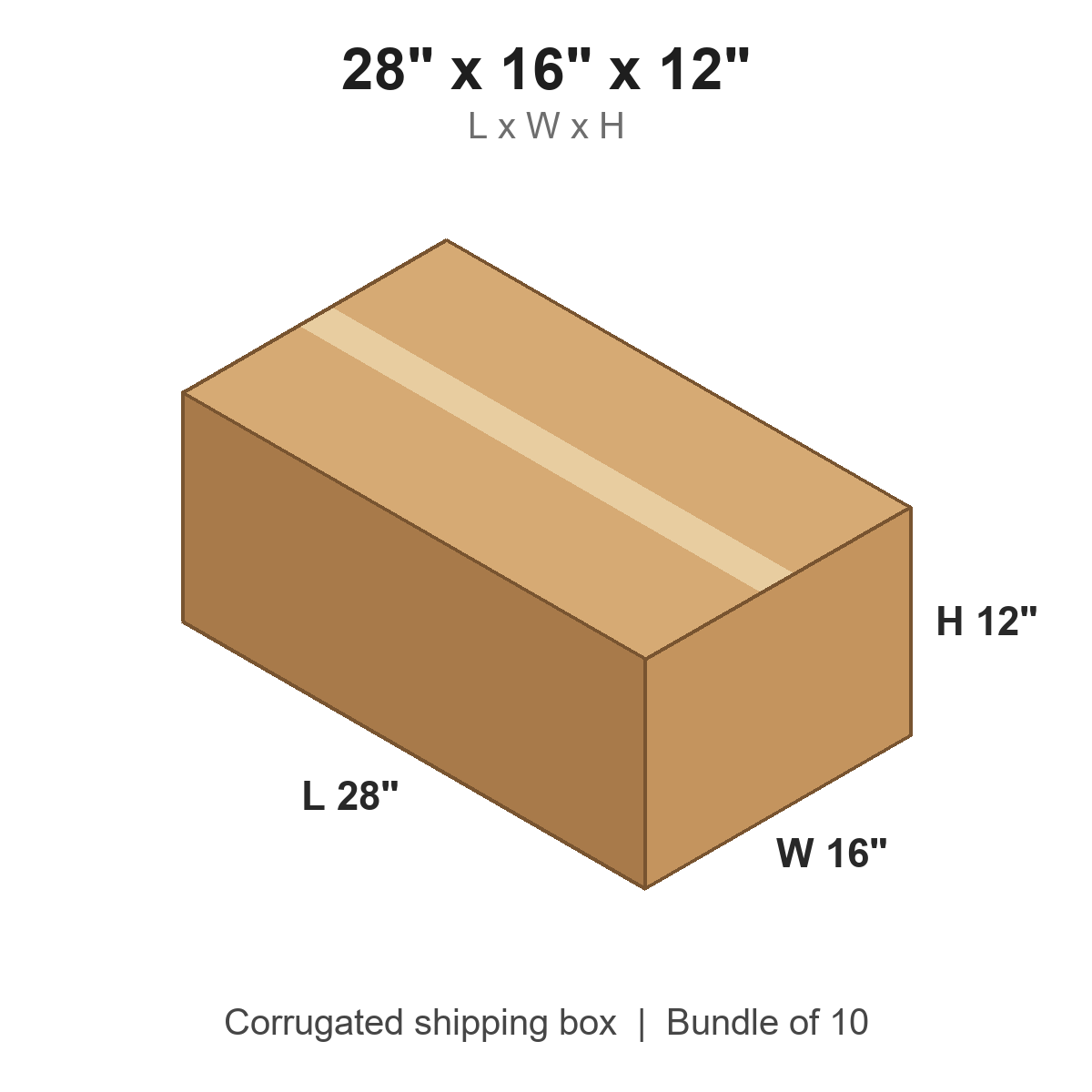 28 x 16 x 12 in corrugated shipping box