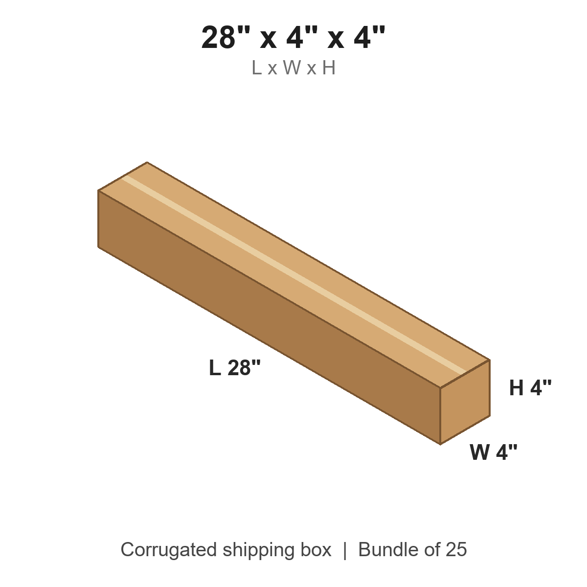 28 x 4 x 4 in corrugated shipping box