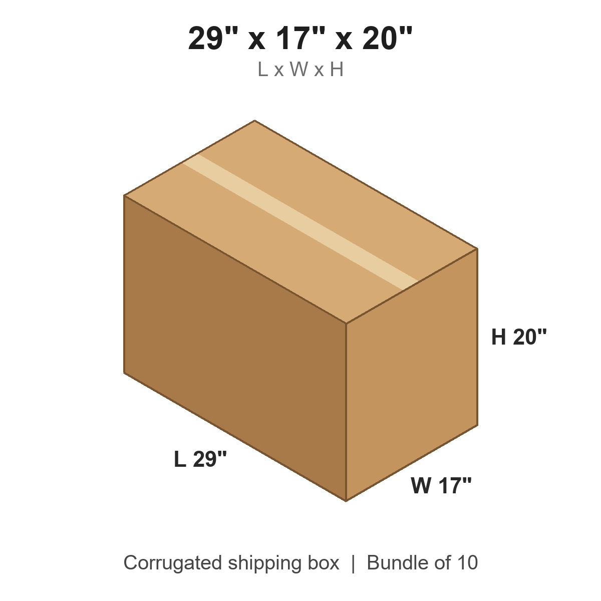 29 x 17 x 20 in corrugated shipping box