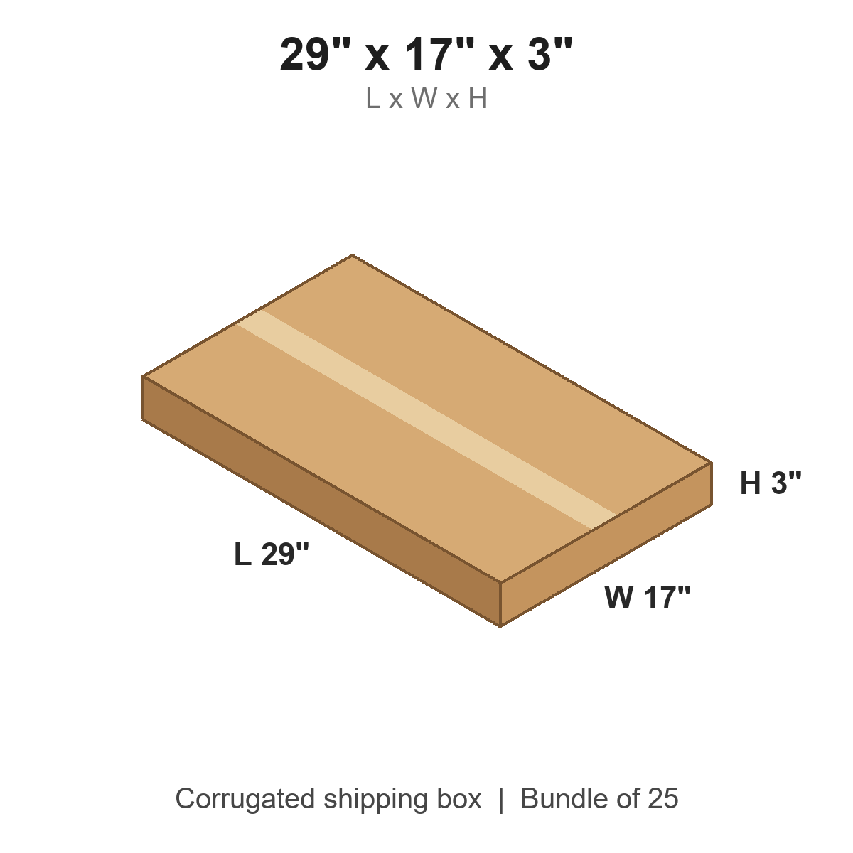 29 x 17 x 3 in corrugated shipping box