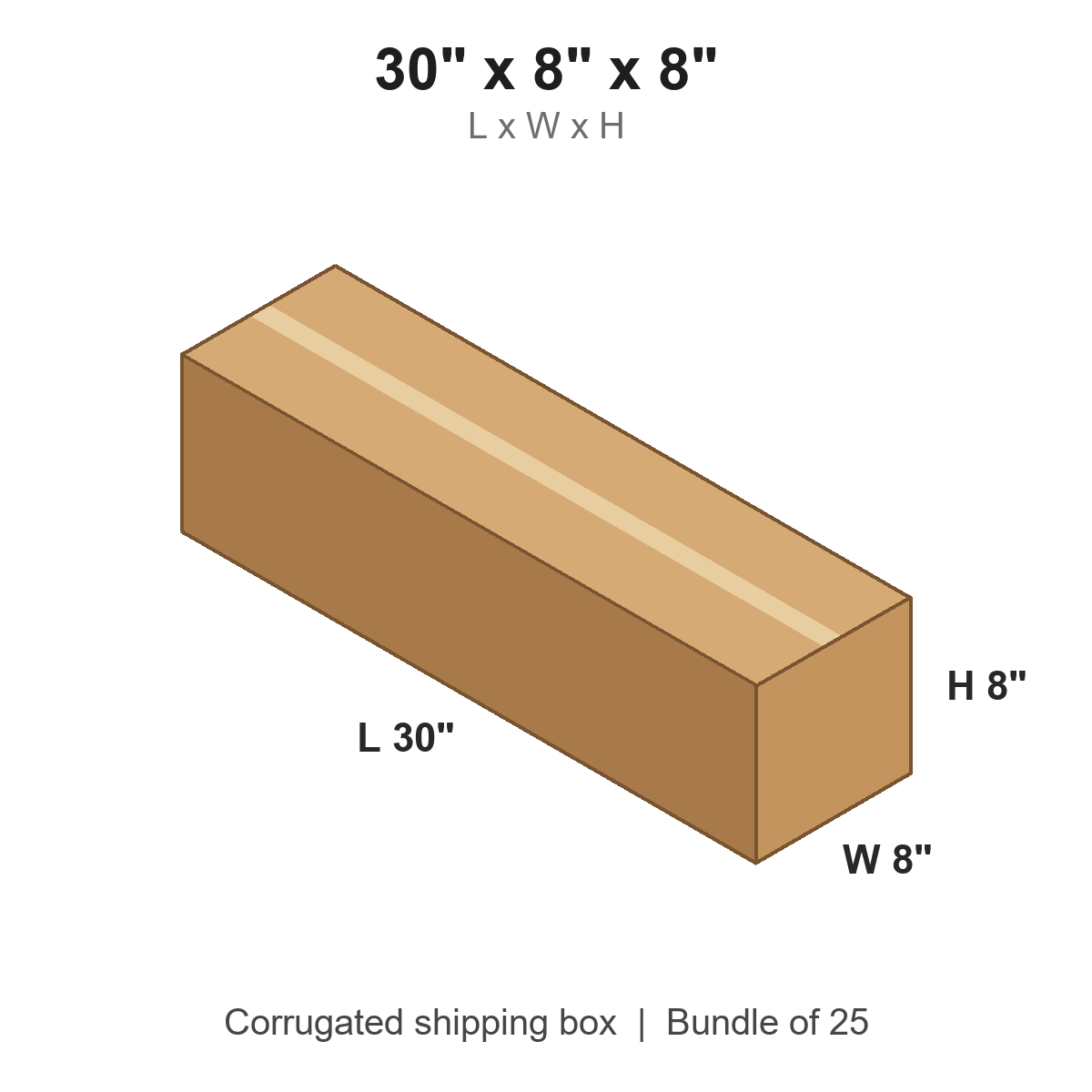 30 x 8 x 8 in corrugated shipping box