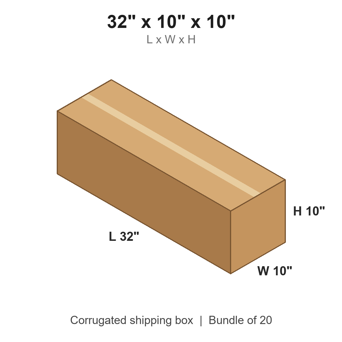 32 x 10 x 10 in corrugated shipping box