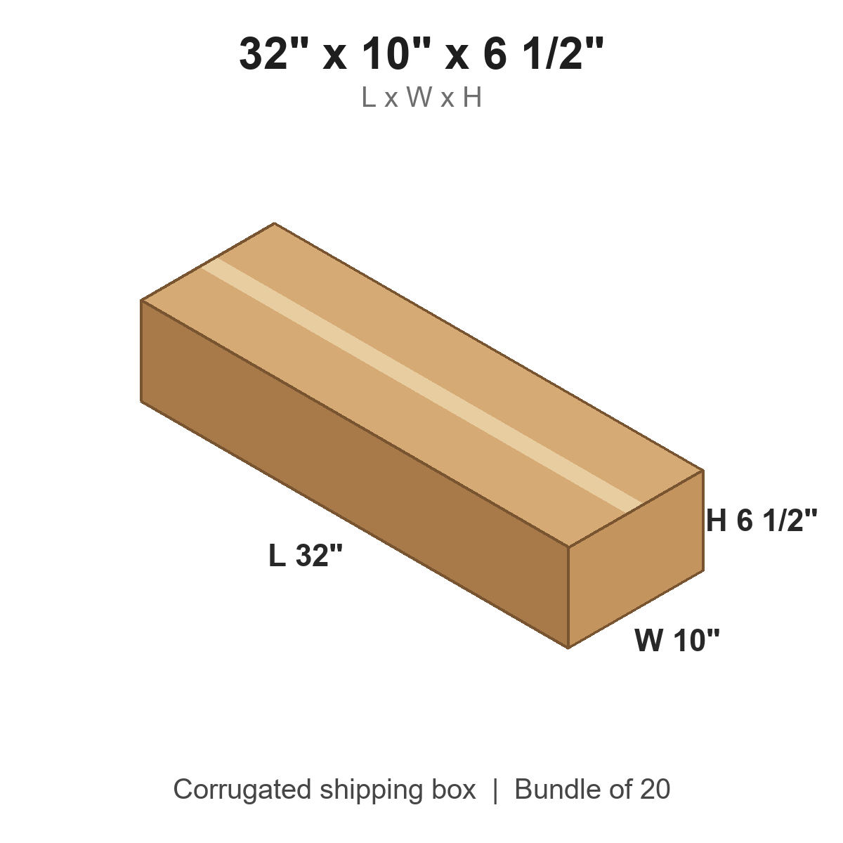 32 x 10 x 6 1/2 in corrugated shipping box