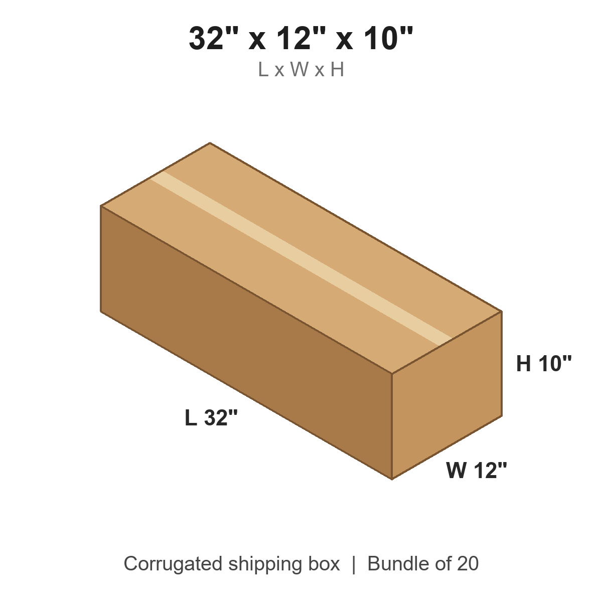 32 x 12 x 10 in corrugated shipping box