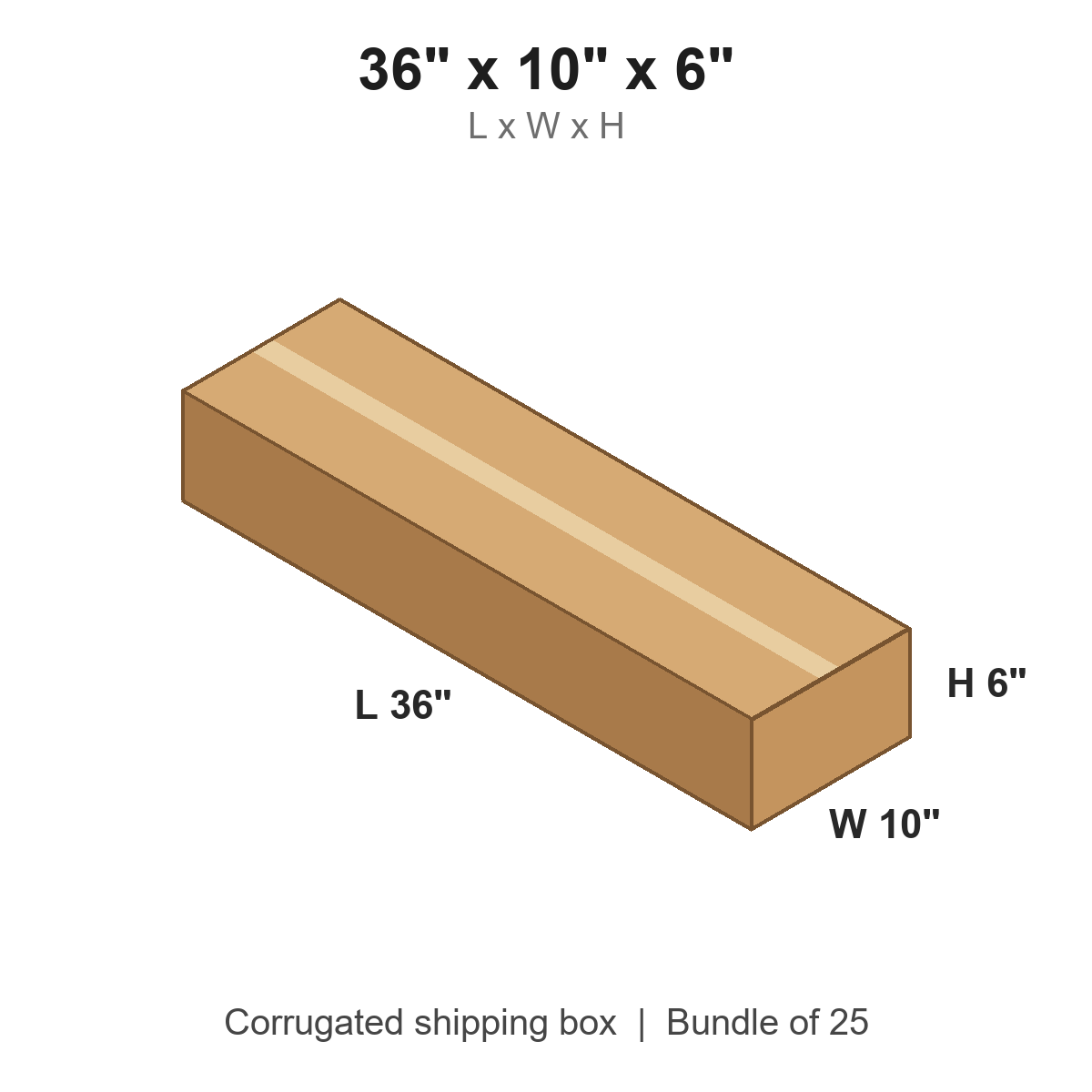 36 x 10 x 6 in corrugated shipping box