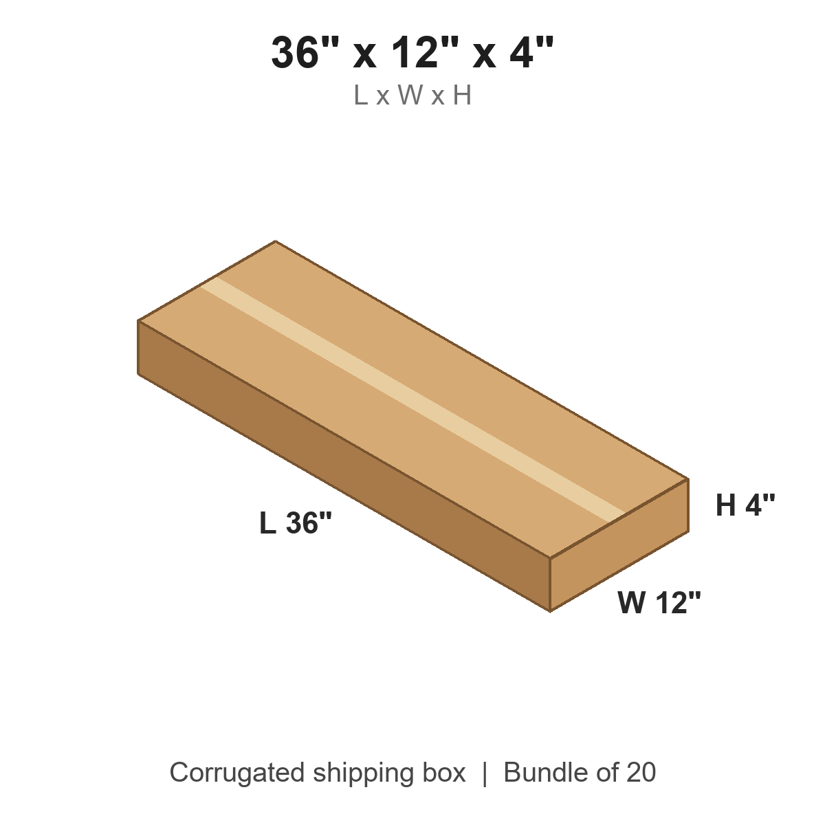 36 x 12 x 4 in corrugated shipping box