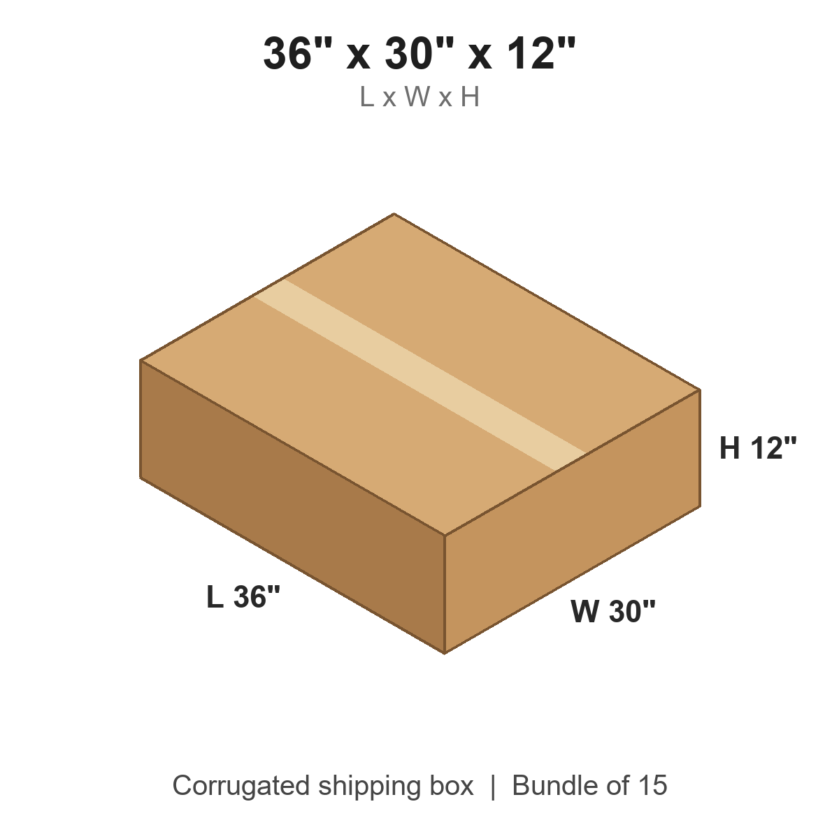 36 x 30 x 12 in corrugated shipping box