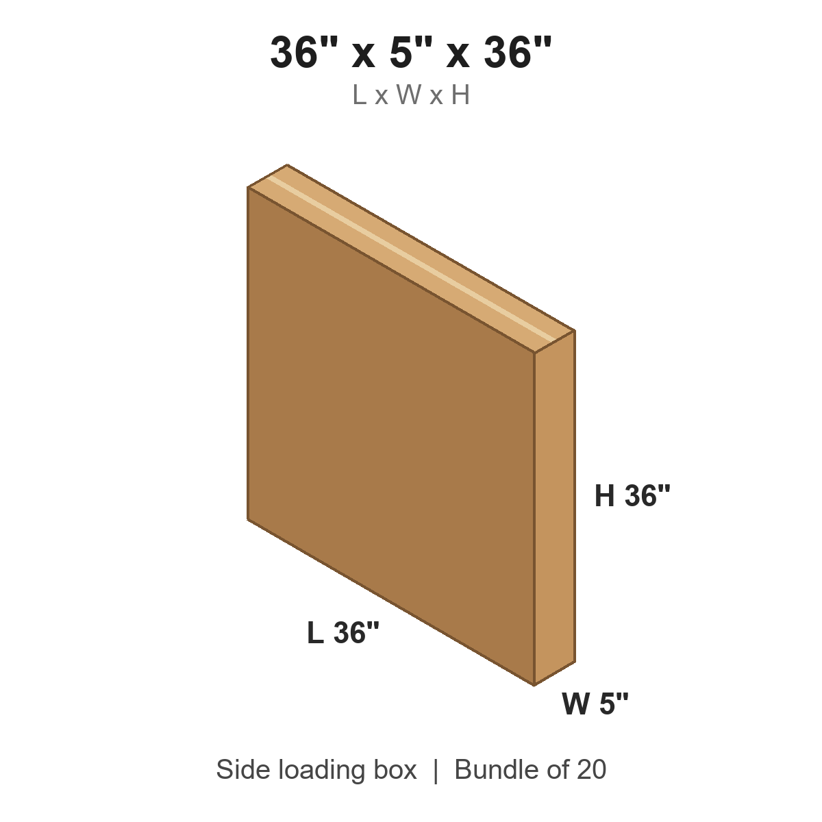 36x5x36 Side Loading Boxes