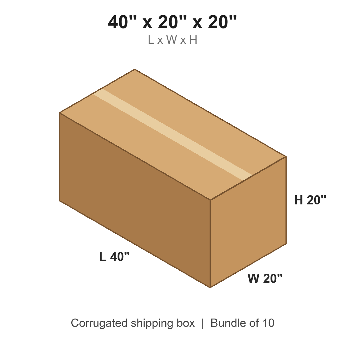 40 x 20 x 20 in corrugated shipping box