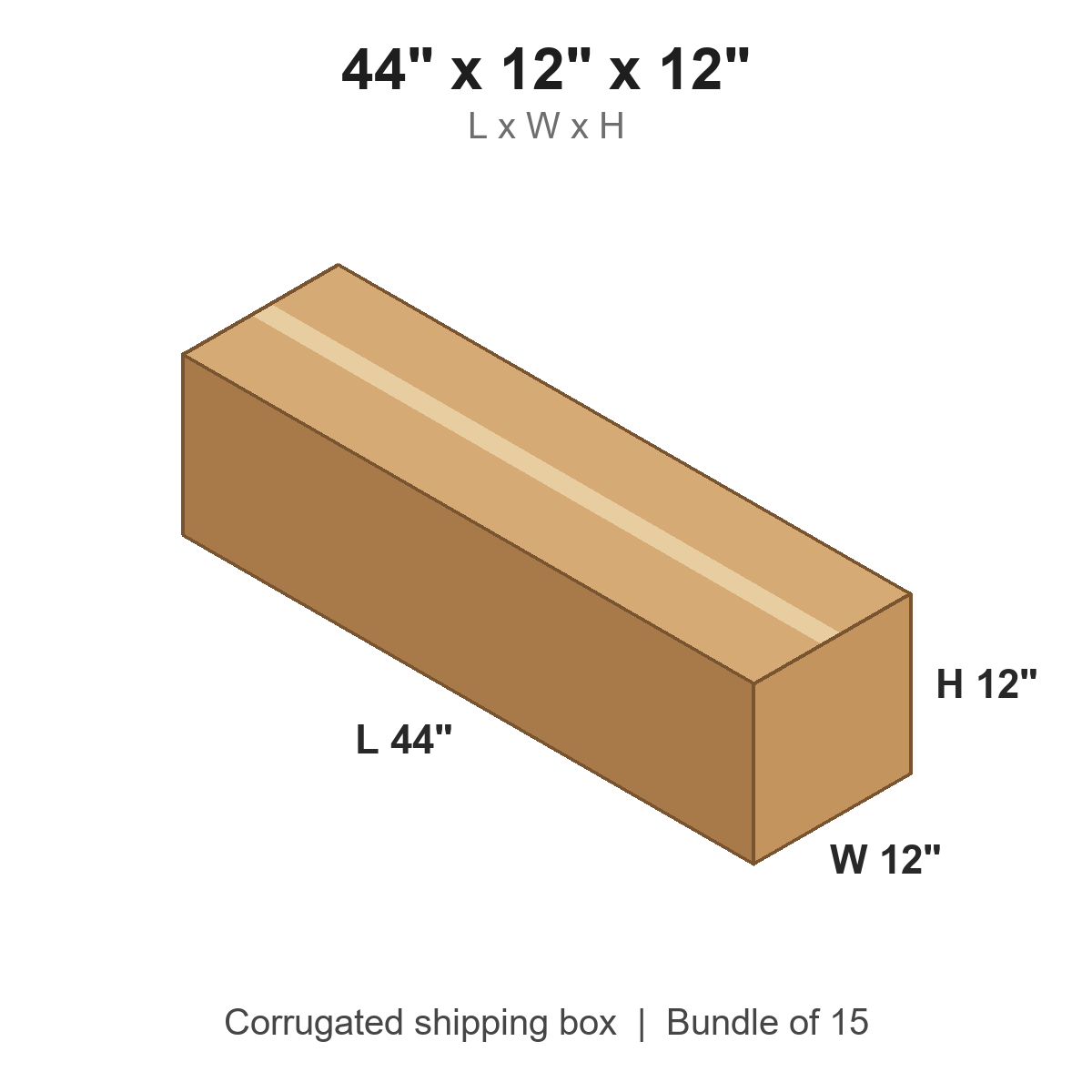 44 x 12 x 12 in corrugated shipping box