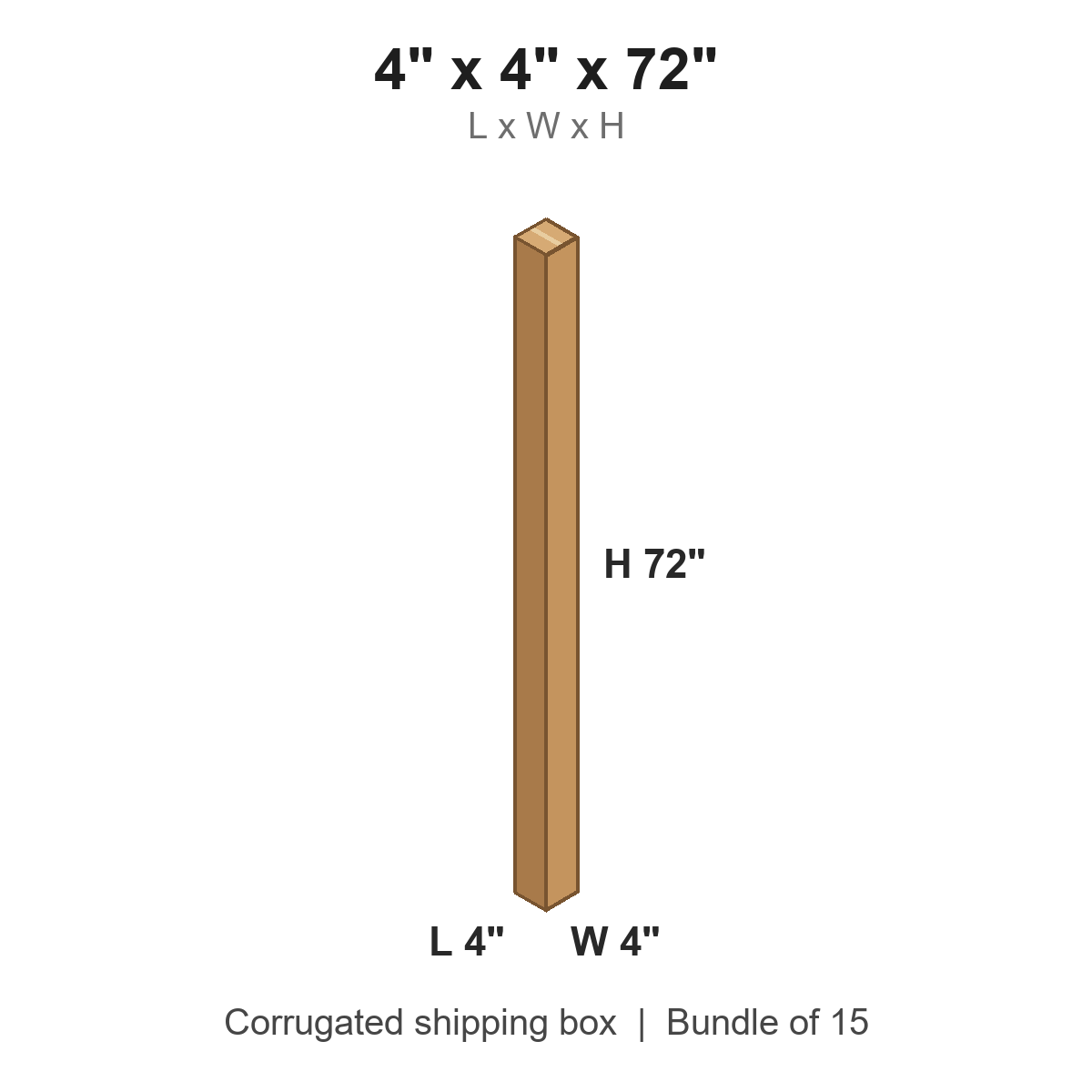 4 x 4 x 72 in corrugated shipping box
