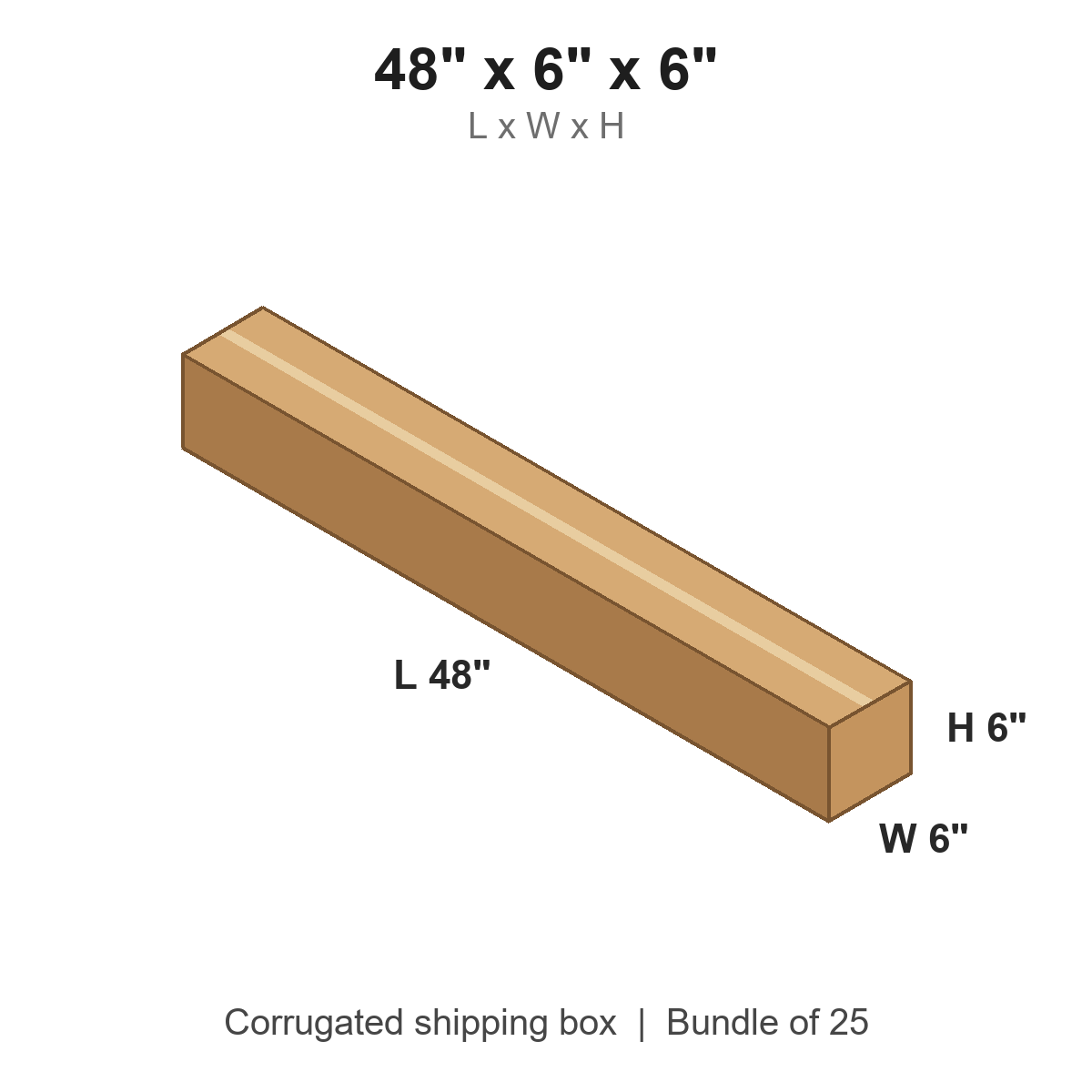 48 x 6 x 6 in corrugated shipping box