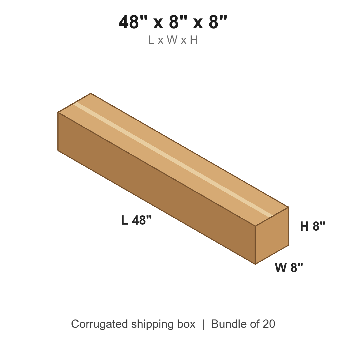48 x 8 x 8 in corrugated shipping box