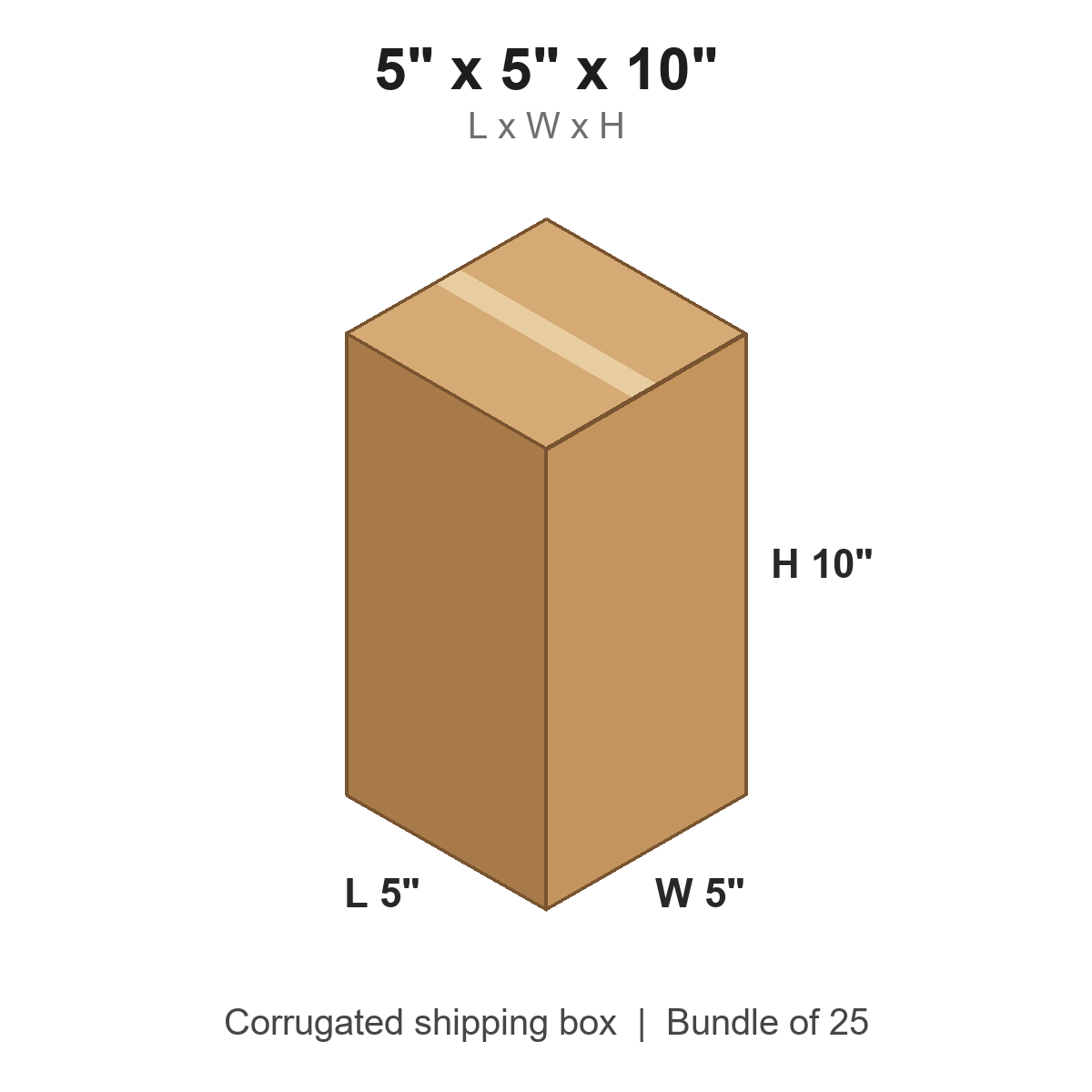 5 x 5 x 10 in corrugated shipping box