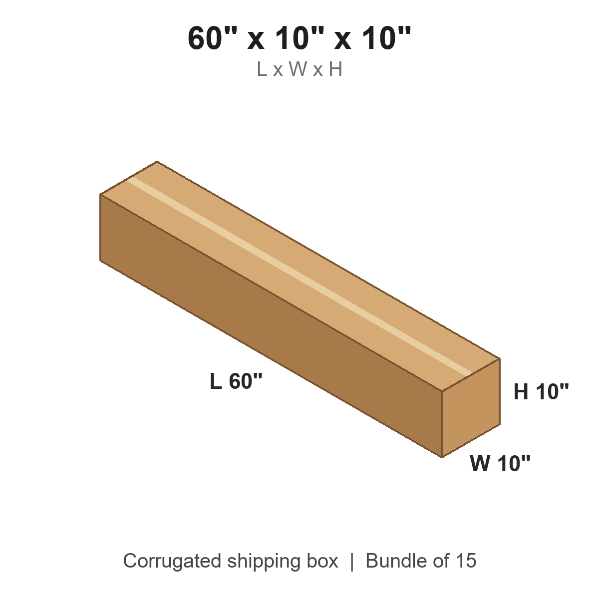 60 x 10 x 10 in corrugated shipping box