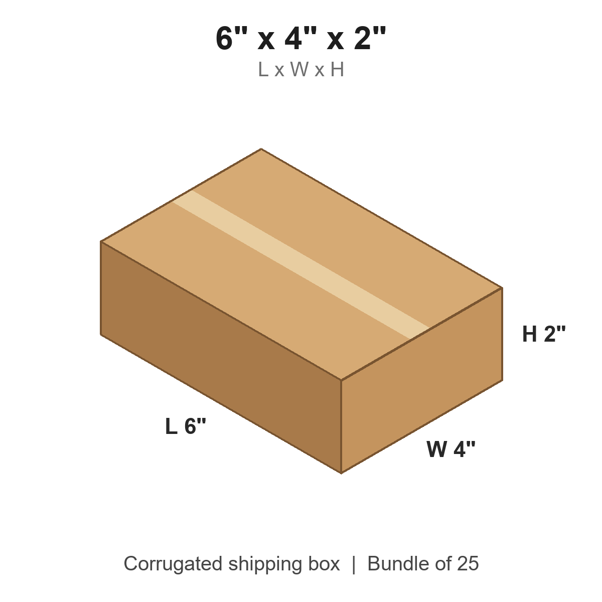 6 x 4 x 2 in corrugated shipping box