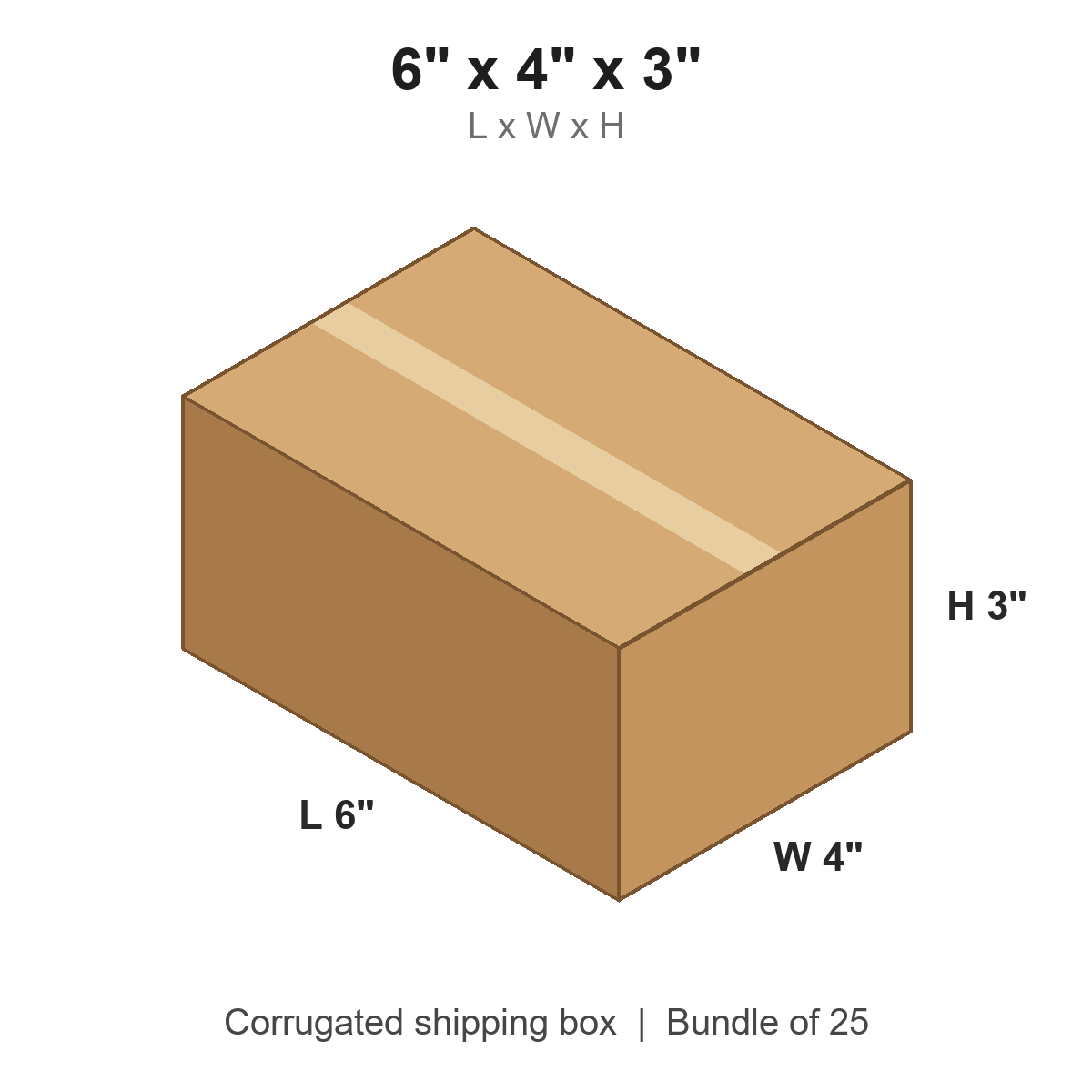 6 x 4 x 3 in corrugated shipping box