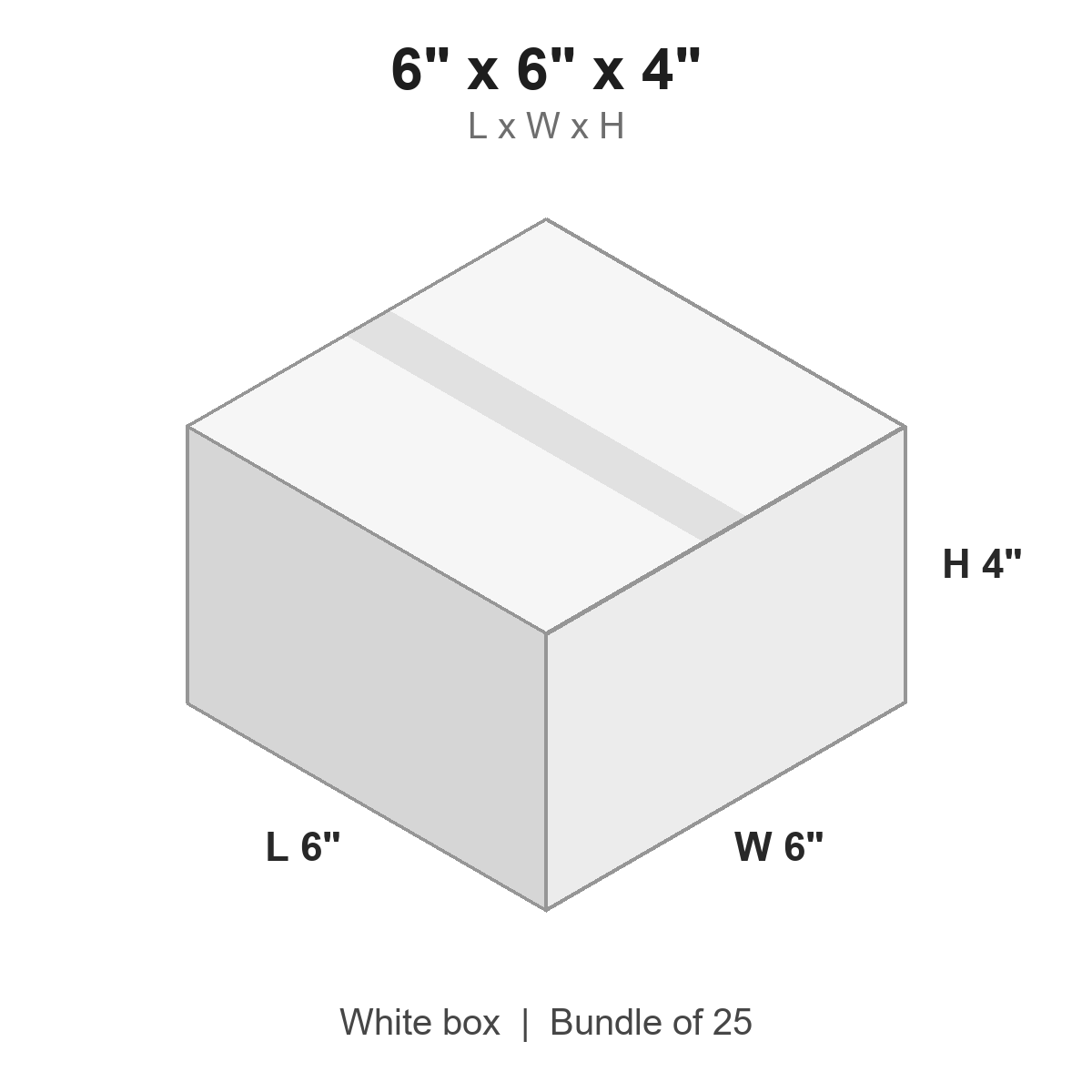 6x6x4 White Corrugated Boxes