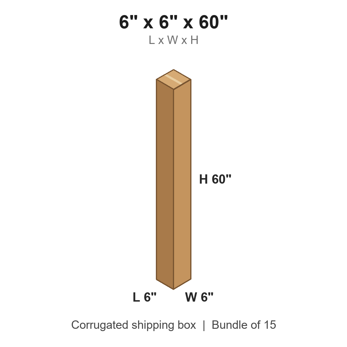 6 x 6 x 60 in corrugated shipping box