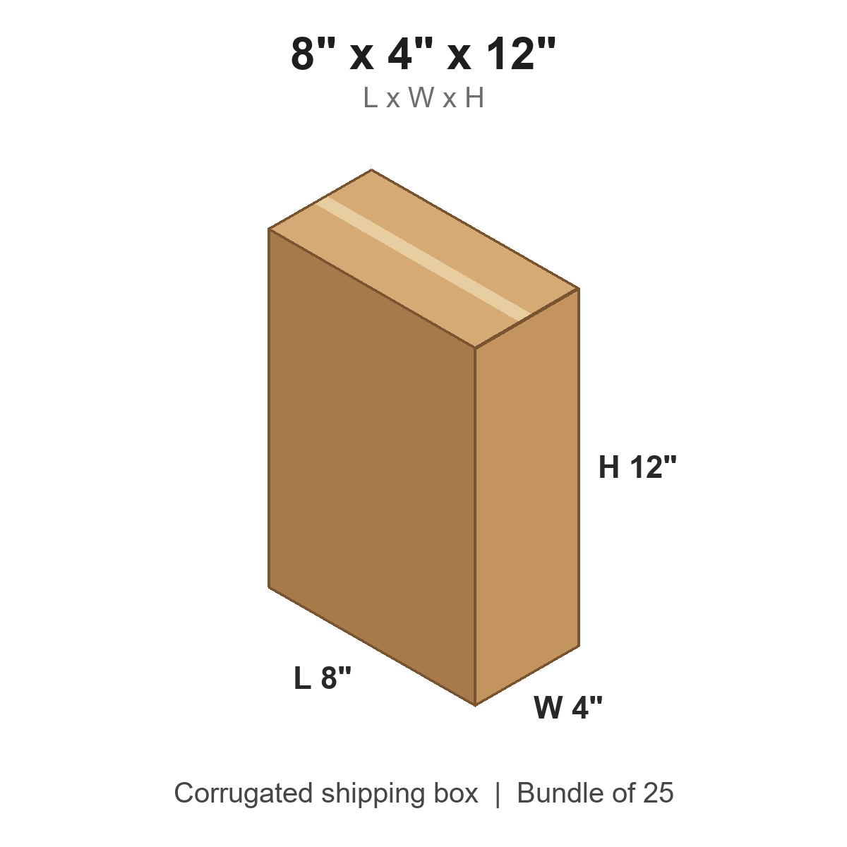 8 x 4 x 12 in corrugated shipping box