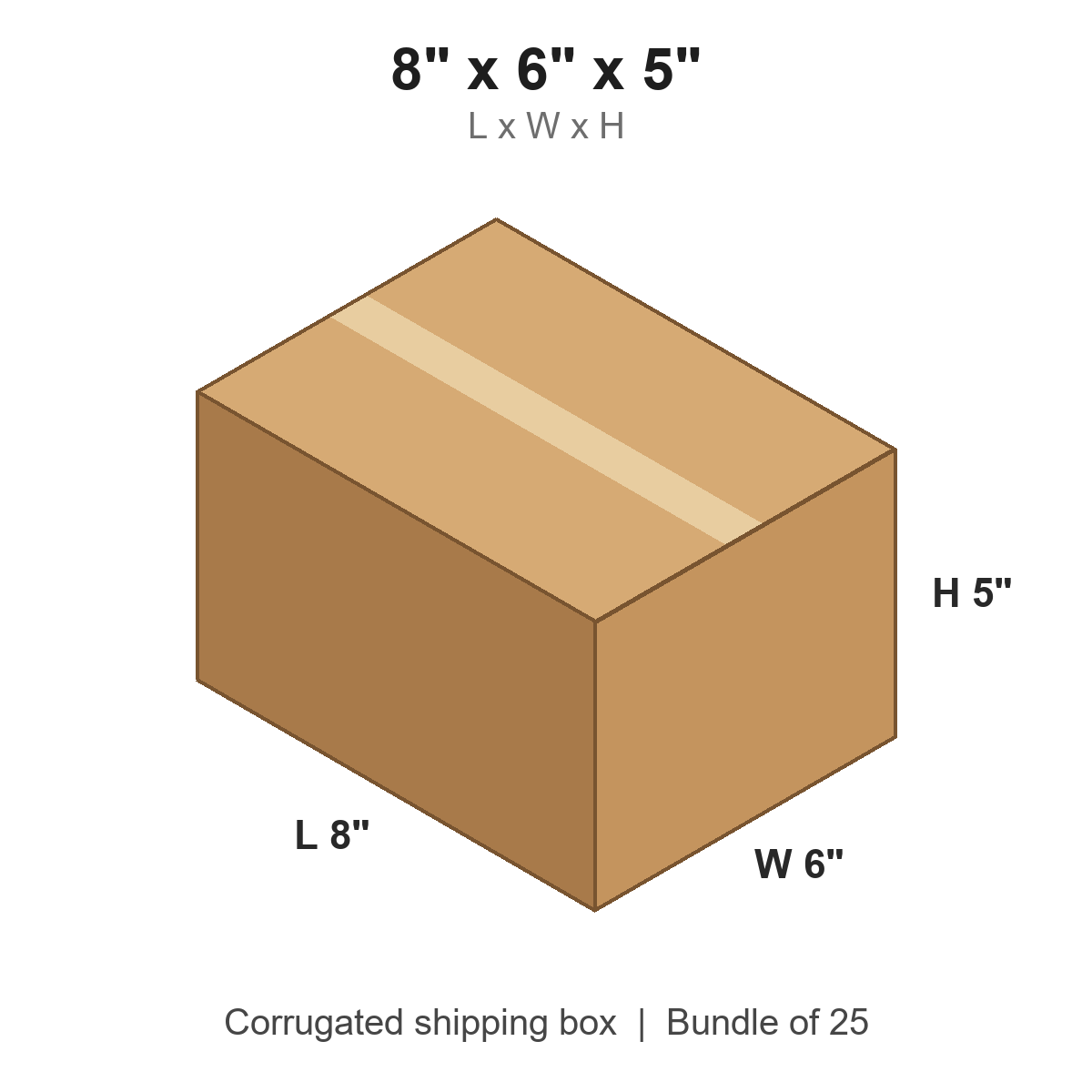 8 x 6 x 5 in corrugated shipping box
