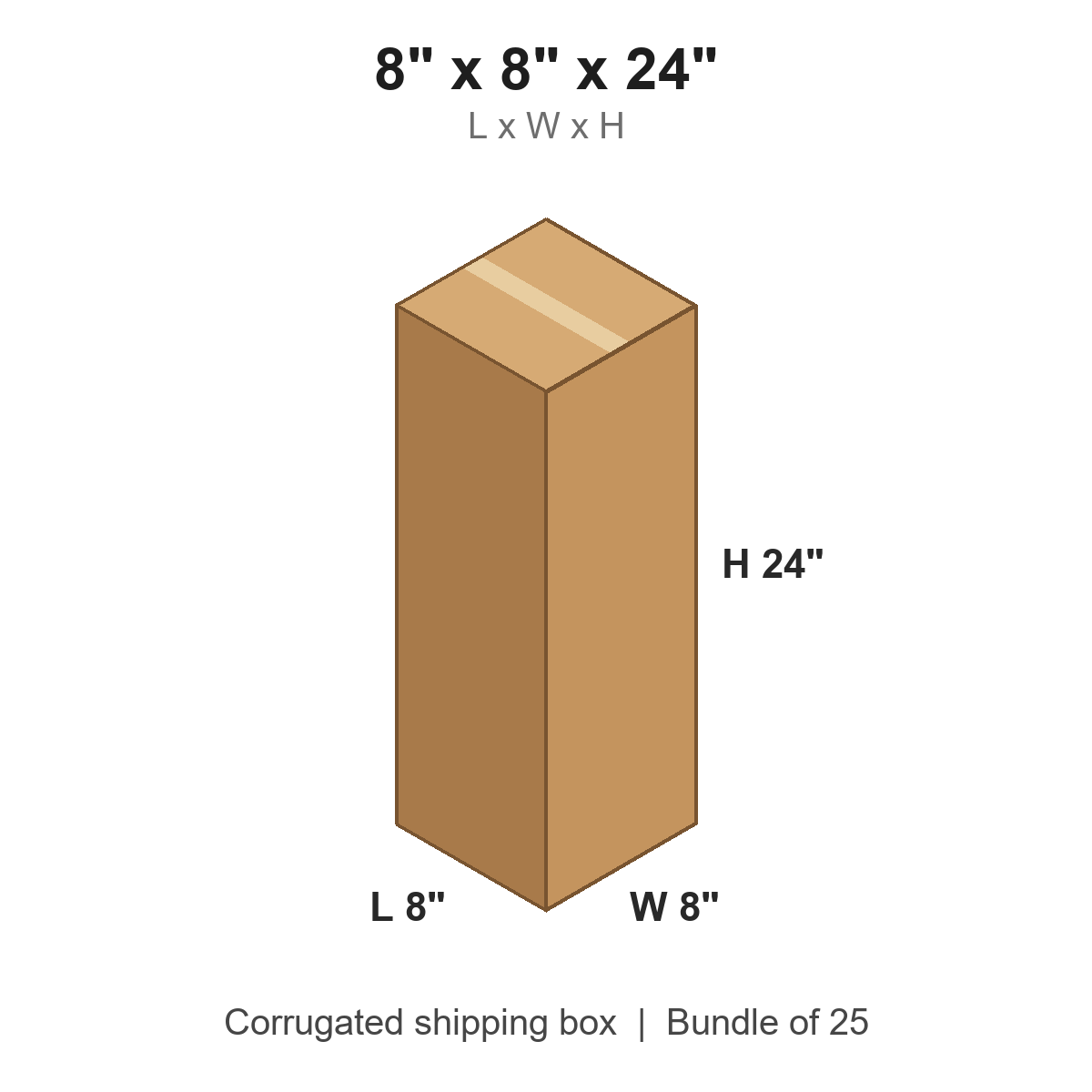 8 x 8 x 24 in corrugated shipping box